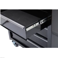 HOMCOM Boîte à outils, armoire à outils, à roulettes, 5 tiroirs, en acier, Noir(m-4)