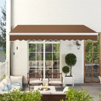 Outsunny Store Banne pour Extérieur Enroulable à Manivelle en Métal et Aluminium, 4x2.5m, Rouge Rouille(m-2)