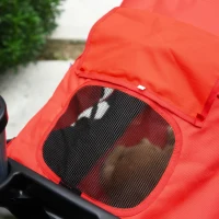 PawHut Poussette pour Chiens avec 3 Roues Fenêtres en Maille Panier de Rangement et Sangles de Sécurité 109,5x57,5x106,5 cm Rouge(m-5)