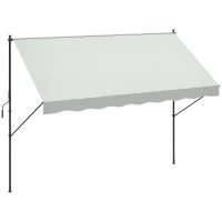 Outsunny Auvent Manuel Rétractable 300x175x210-310 cm Ajustable avec Manivelle Protection Solaire UV40+ pour Balcon Terrasse Crème(m-6)