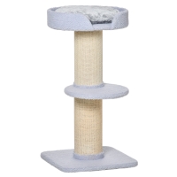 PawHut Árbol para Gatos Altura 91 cm de 3 Niveles con Nido Plataforma y Poste de Sisal 45x45x91 cm Azul Claro
