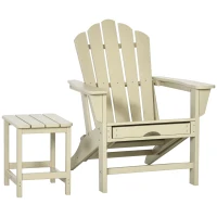 Ensemble de chaises longues Outsunny avec repose-pieds et table d'appoint, pliant, en plastique, 78 cm x 135 cm x 95 cm, Sable(m-6)