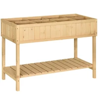 Outsunny Wooden Herb Planter Raised Bed Container Garden Plant Stand Bed 8 Boxes 120L x 60W x 81Hcm(m-1)