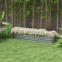 Outsunny Bac surélevé jardin potager,bac à plantes modulaire, bords protégés, design sans fond, 195 x 62 x 30 cm, Argent(m-2)