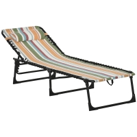 Outsunny Transat, Transat pliant de jardin, Transat pliable, Dossier à 4 positions, Acier, Tissu en maille, 189 x 58 x 30 cm, Multicolore