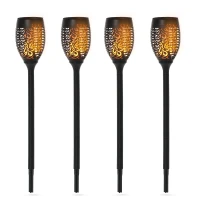 Outsunny Set 4 Faretti da Esterno LED a Energia Solare con 4 Picchetti, in Plastica, Ø12x72 cm, Nero(m-1)