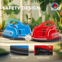 AIYAPLAY Angry Bird Licensed Waltzer Car, 12V Kids Bumper Car w/ Joysticks, Remote, Music LED Lights, Red(m-6)