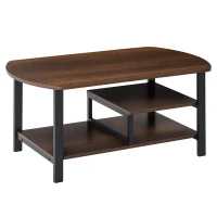 HOMCOM Mesa de Centro Mesa de Café con 2 Estantes para Salón Sala de Estar Dormitorio Estilo Vintage Madera 100x60x46 cm Marrón Rústico(m-10)