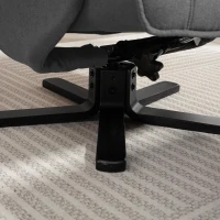 HOMCOM Fauteuil relaxant à bascule avec repose-pieds, revêtement en tissu aspect velours, fauteuil rembourré pivotant, structure en bois, Gris(m-4)