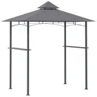 Outsunny Grillpavillon Tente de Jardin Pavillon de Grill avec Tablettes Double Toit Ignifuge Gris 245 x 148 x 252 cm(m-6)