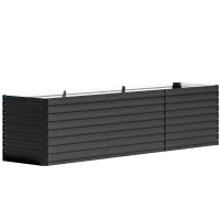 Outsunny Jardinière surélevée, fond ouvert, acier revêtu de poudre, 240 x 60 x 60 cm, Gris foncé(m-7)