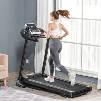HOMCOM Folding Treadmill, 2.0HP Incline Treadmill Running Machine, 12.8 km/h, with LED Display, Manual Incline, 12 Preset Programs, Drink & Phone Holder for Home Gym Fitness(m-2)