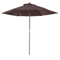 Parasol de jardin Outsunny 2,5x2,3 m avec 6 baleines en bois et polyester, manivelle incluse, marron