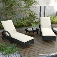 Outsunny 2 Coussins pour Chaises Longues de Jardin avec Protection UV Résistants à Salpicaduras 193x58x6 cm Crème(m-2)