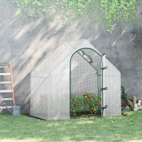 Outsunny Serre accessible, 1,80 x 1,00 x 1,68 m, Serre en film plastique, bâche résistante, Blanc(m-1)