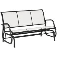 Outsunny Banc à Bascule de Jardin à 3 Places en Métal et Toile en Maille Respirante, 147x70x85cm, Beige(m-5)