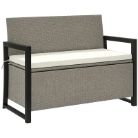 Outsunny Gartenbank mit Stauraum 2-Sitzer Sitzbank mit Sitzkissen gepolstert Aufbewahrungsbank 117 x 60 x 86 cm Cremeweiß(m-6)