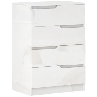 HOMCOM Commode 4 Tiroirs Moderne et Minimaliste en Bois, 60x40x85 cm, Blanc Laqué(m-5)