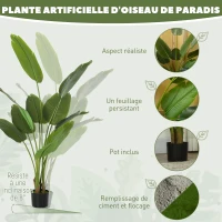 HOMCOM Plante artificielle intérieure 160 cm, arbre artificiel avec pot en plastique et terreau floqué, vert(m-4)