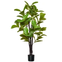 HOMCOM Ficus Artificial 130 cm Planta Artificial con 78 Hojas y Maceta para Interior Verde(m-10)