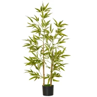 HOMCOM Plante Artificielle de Bambou Haute 120cm avec Pot pour Intérieur et Extérieur, Vert(m-5)