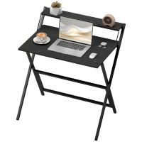 HOMCOM Bureau Pliable avec Étagère pour Écran, 81,5x62x86,5 cm, Noir