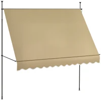 Outsunny Toldo Manual Retrátil com Manivela 300x120x210-300 cm com Altura Ajustável Impermeável para Jardim Varanda Bege(m-10)