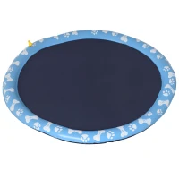 PawHut Piscine tapis à jet d'eau pour chien pliable facile à transporter PVC  150 cm de diamètre bleu(m-1)