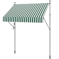 Outsunny Tonnelle 2x1,2 m avec Supports Réglables et Manivelle, en Aluminium, Métal et Polyester, Vert et Blanc(m-1)