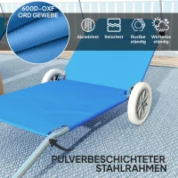 Outsunny Chaise longue de jardin pliante avec coussin de tête Auvent, Rouleau Chaise longue avec dossier inclinable Bleu(m-4)