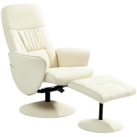 HOMCOM Sillón de Relax con Reposapiés Respaldo Reclinable hasta 145° para Salón Dormitorio Oficina 76x81x101 cm Crema(m-10)