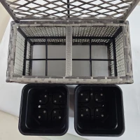 Outsunny Jardinière avec Treillis pour Plantes Grimpantes avec 2 Pots en Acier et Rotin PE, 57x30x107cm, Gris(m-3)