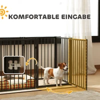 PawHut Enceinte pour Chiots, Barrière pour Chiens, Enclos pour Chiots, 6 Panneaux avec Porte, Clôture d'Intérieur et d'Extérieur, Acier, Noir(m-4)