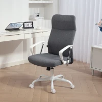 HOMCOM Fabric High Back Office Chair - Grey(m-2)