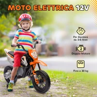 AIYAPLAY Moto Elettrica per Bambini con Rotelle Rimovibili, Sospensioni, Suoni e Indicatore di Carica, Arancione(m-6)