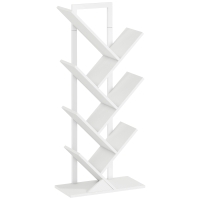 HOMCOM Estante em Forma de Árvore de 7 Níveis Estante de Livros com 7 Prateleiras e Estrutura de Aço  50x24x109 cm Branco