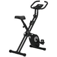 HOMCOM Bicicleta Estática Plegable con 8 Niveles de Resistencia Magnética Pantalla LCD y Asiento Regulable 43x85x109cm Negro(m-10)