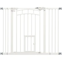 PawHut Barrière d'escalier pour la protection des chiens, fermeture automatique, manipulation d'une seule main, 100 cm x 4 cm x 76 cm, blanc(m-6)