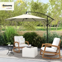 Outsunny 3m Cantilever Parasol, Hanging Parasol, Steel, Weather Resistent, Cream White(m-12)