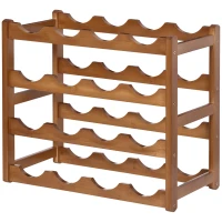 HOMCOM Suporte para 16 Garrafas de Bambu Prateleira para Garrafas de Vinho de 4 Níveis 43x23,5x38cm Marrom(m-11)
