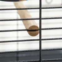 PawHut Cage pour Petits Oiseaux avec 2 Perchoirs et Échelle en Arc, en Acier, 62,5x62,5x156 cm, Grise(m-3)