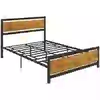 HOMCOM Structure de Lit Une Place et Demie en Bois et Acier avec Lattes de Style Industriel, 140x200cm(m-6)