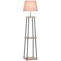 Lámpara de Pie de Madera Iluminación Interior Suave Lámpara con Estantes para Salón o Dormitorio 40x40x160cm Sin Bombilla(m-10)