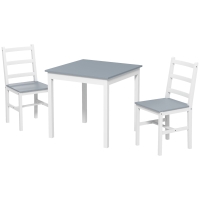 HOMCOM Ensemble de salle à manger pour 2 personnes, 2 chaises, 1 table, Pin, Blanc + Gris