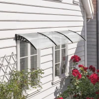 Outsunny Auvent protecteur, protection solaire et contre la pluie, avec support mural, 295x90 cm, Blanc(m-2)