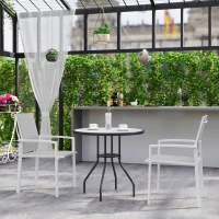 Outsunny Lot de 2 chaises de jardin d'extérieur empilables avec tissu respirant accoudoirs et dossier 56x58x89 cm Gris clair(m-5)