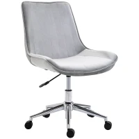 HOMCOM Silla de Oficina Sin Reposabrazos Silla de Escritorio Silla Giratoria para Niños con Altura Ajustable Respaldo de Poliéster Suave y Ruedas Carga 120 kg 52,5x60x82-91 cm Gris(m-1)