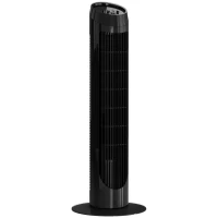 HOMCOM Ventoinha de Coluna 45W Ventoinha de Coluna Silenciosa com 3 Velocidades e Oscilação 70° para Sala Quarto Ø27x75 cm Preto(m-10)