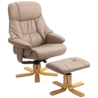 HOMCOM Fauteuil relax inclinable 135° pivotant 360° avec repose-pieds revêtement microfibre marron(m-7)