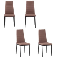 HOMCOM Set 4 Chaises Rembourrées pour Salon ou Salle à Manger, Chaises de Cuisine Modernes, en Métal et Tissu Kaki(m-1)
